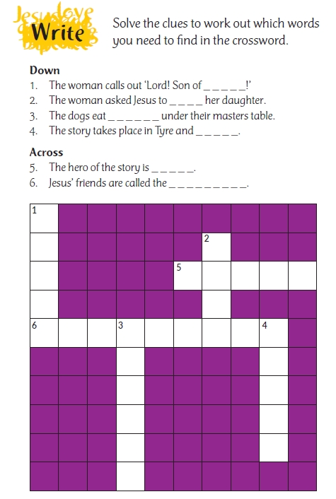 A children's crossword puzzle