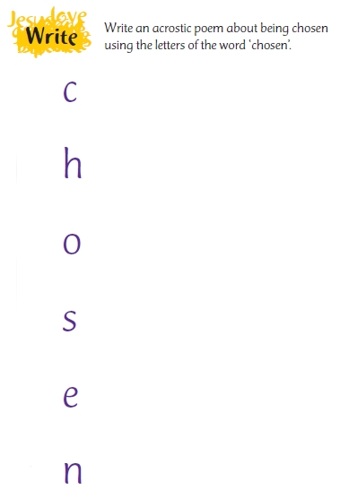 The word 'chosen' written as a starter for an acrostic poem