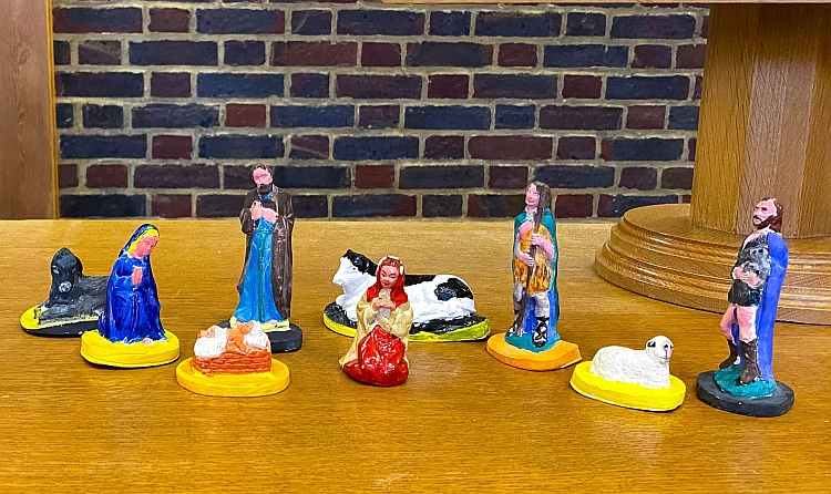 Nativity figures on the communion table at Christ Church