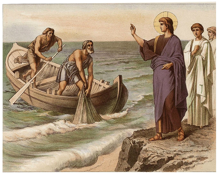 A painting of Jesus with the first disciples