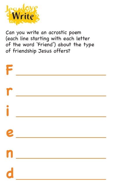 A challenge to write a acrostic poem using the word Friend