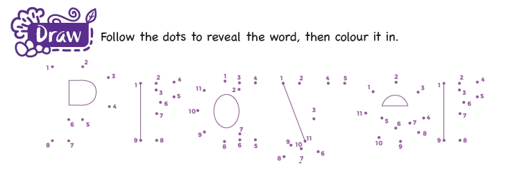 A dot to dot puzzle to spell out a word