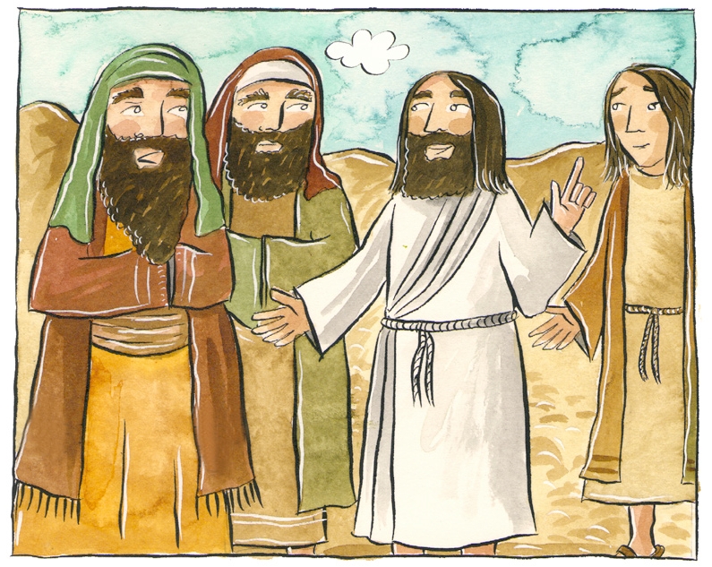 A spot the difference puzzle showing Jesus talking to three people
