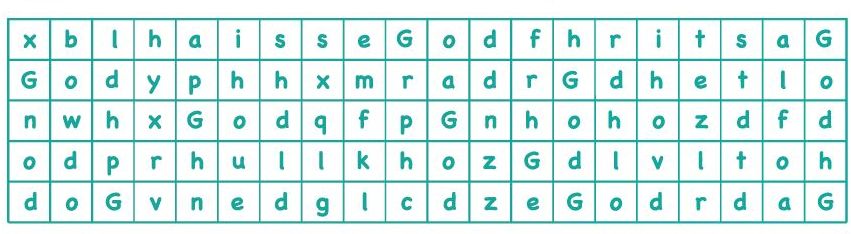 A word puzzle consisting of a grid of letters