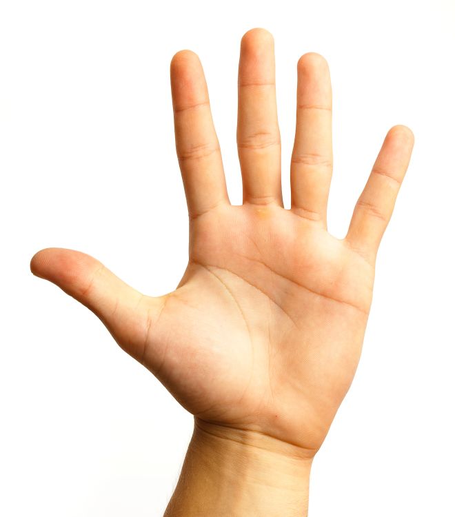 A hand with fingers spread out