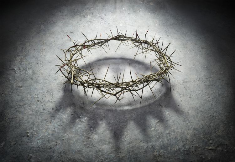 A crown of thorns casting the shadow of a king's crown