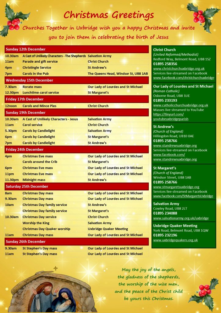 Poster showing details of CTU Christmas services
