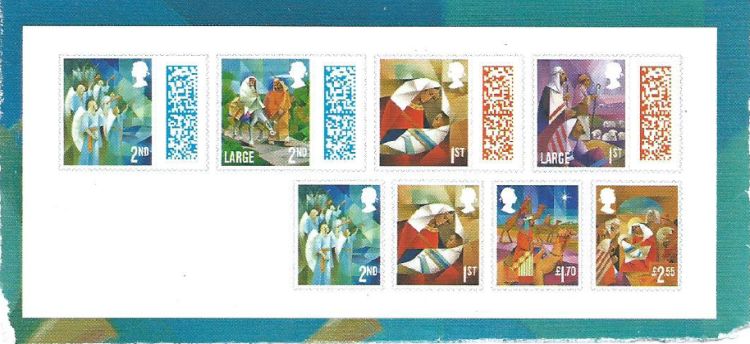A selection of Christmas stamps showing images of the nativity