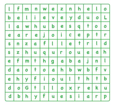 A wordsearch puzzle