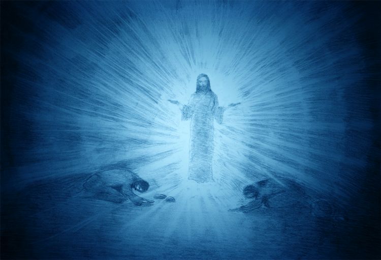 the transfiguration of jesus on the mountain and the two apostles