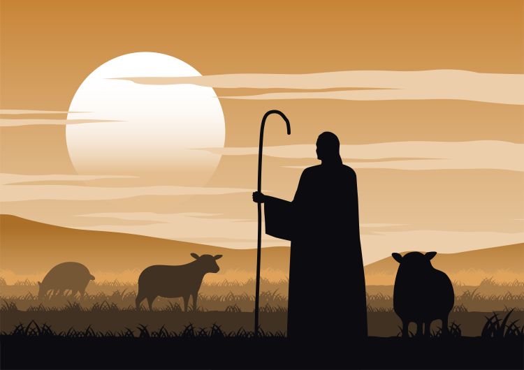 An illustration of Jesus as a shepherd
