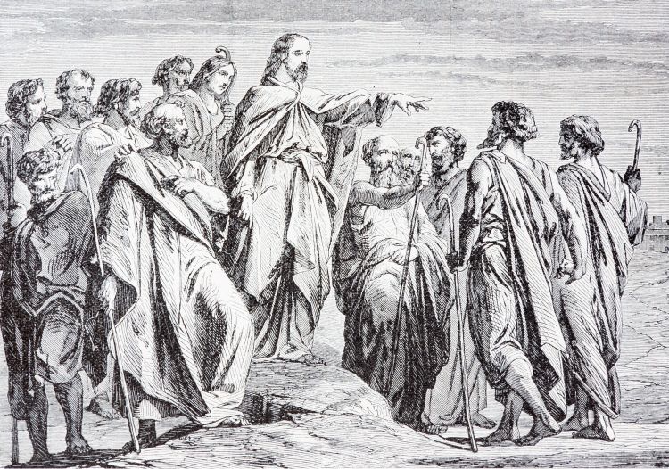 An illustration depicting Jesus sending out his disciples.