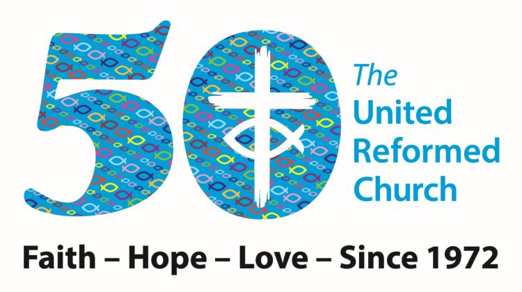 The URC 50th anniversary logo with the words 'Faith. Hope. Love. Since 1972"