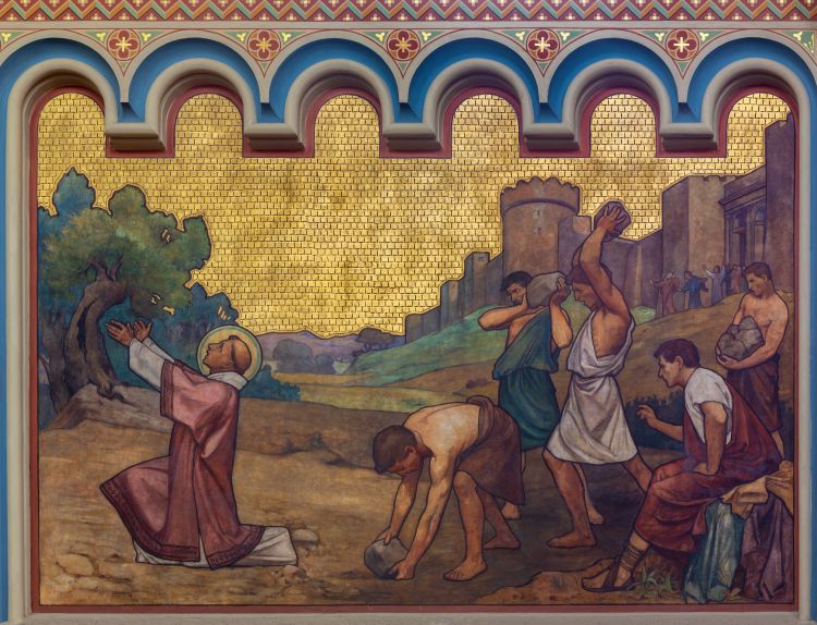 A fresco depicting the stoning of Stephen