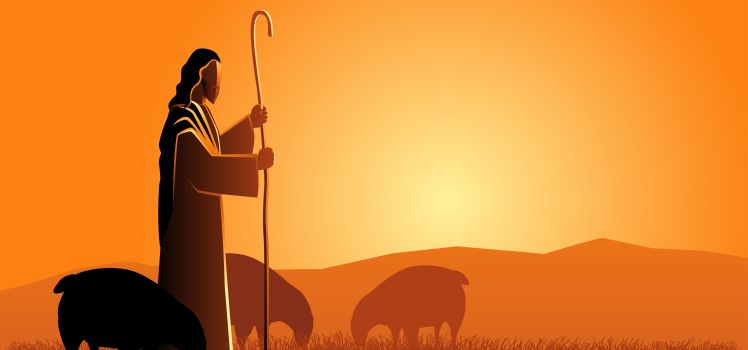 An illustration depicting Jesus as the good shepherd