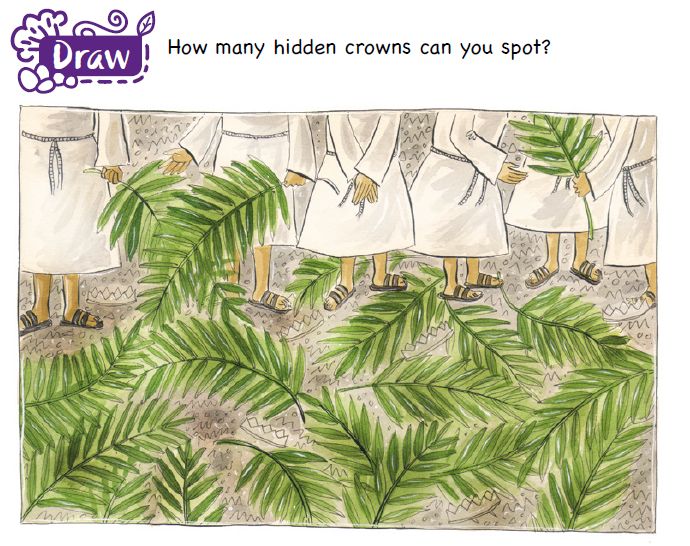 A puzzle showing a picture of palm leaves with hidden crowns